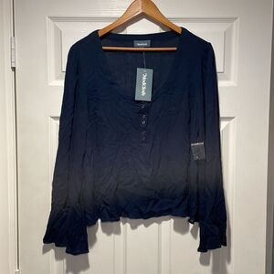 NWT ModCloth - Bells and Giggles Long Sleeve Blouse - Women's L - Navy